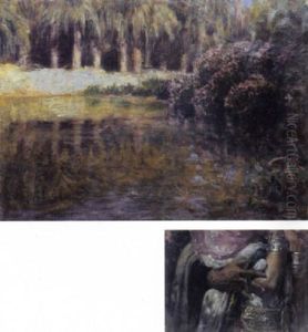 Une Source Dans L'oasis (clair De Lune) by Alphonse Etienne Dinet