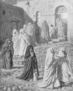 Musulmanes Sortant D'une Mosquee De Village by Alphonse Etienne Dinet