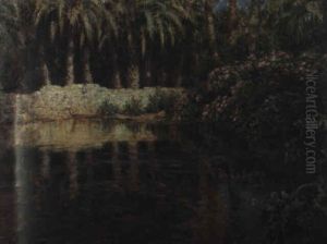 Une Source Dans L'oasis (clair De Lune) by Alphonse Etienne Dinet