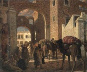 Depart En Arabie Saoudite Des Pelerins A La Mecque by Alphonse Etienne Dinet