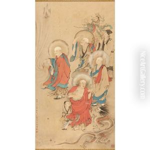 Hanging Scroll, Immortals And A Dragon