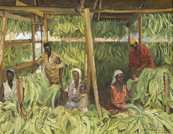 Afrikanische Arbeiter In Der Tabakplantage - view 1