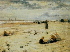 Children Playing On The Beach by Waalko (Jans) Dingemans