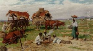 Rastende Feldarbeiter In Weiter Landschaft Bei Porto Alegre by Otto Dinger