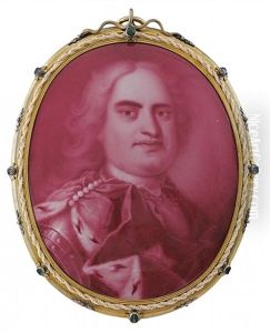 An Enamel On Copper Portrait Of August Ii Of Saxony