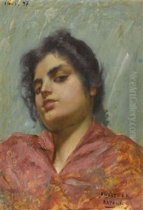 Neapolitanerin Vor Grunem Grund by Francesco Paolo Diodati