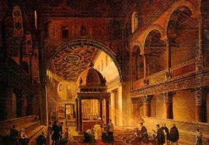 Figures In A Church Interior by Francesco Diofebi