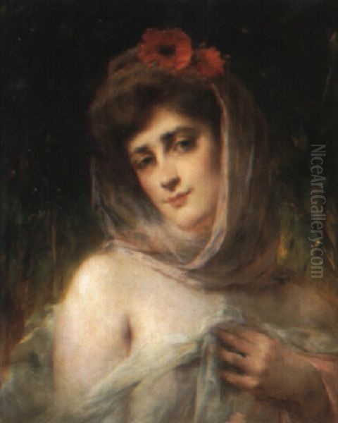 A Pretty Woman With Poppies - view 1