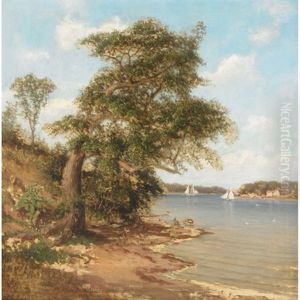 Sunlit Harbor With Sailboats by Helmuth Dirckinck-Holmfeld