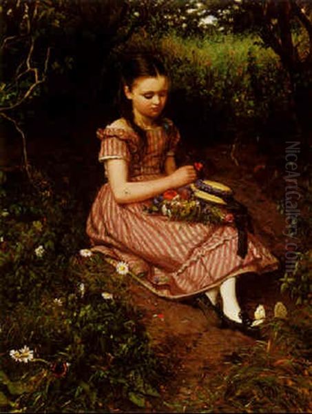 Pensive Girl With Flowers In Her Lap - view 1