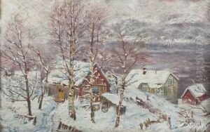 Village Sous La Neige by Karl Edvard Diriks