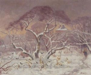 Vinterlandskap Med Fugler by Karl Edvard Diriks