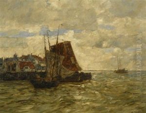 Fischerboote Am Kai Einer Hollandischen Hafenstadt by Andreas Dirks