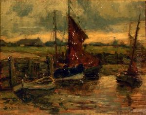 Vor Anker Liegende Segelboote Auf Einem Hollandischen Kanal by Andreas Dirks