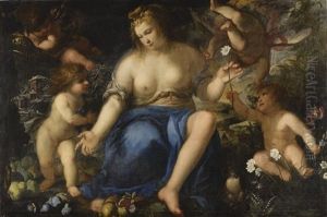 Allegory Of The Earth, With The Four Seasons by Giovanni Battista (lo Zoppo di Lugano) Discepoli