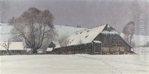 Black Forest Homestead In Winter by Hermann Dischler
