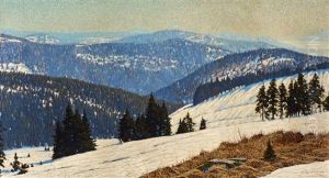 The End Of Winter - Vast Black Forest Landscape With Fir Trees by Hermann Dischler