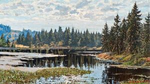 Herbstmorgen Am Mathisleweiher Bei Hinterzarten by Hermann Dischler