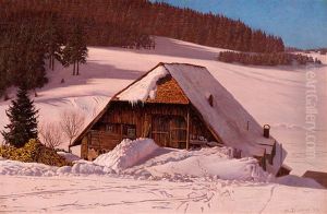 Schwarzwaldhaus Im Schnee by Hermann Dischler