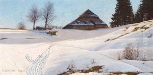 Abendsonne Im Winter (hoher Graben Im Schwarzwald) by Hermann Dischler