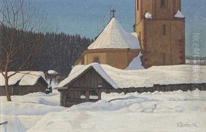 Kirche In Hinterzarten - Die Kirche Maria In Den Zarten Im Schnee by Hermann Dischler