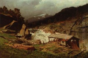 Hoyfjell Med Sagbruk by Andreas Edvard Disen