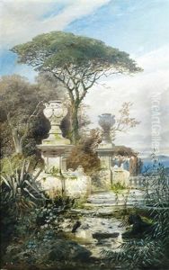 Im Park Einer Villa An Sudlicher Kuste by Ludwig Dittweiler
