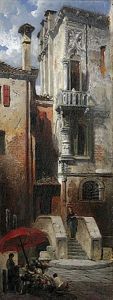 Blumenverkaufer Vor Dem Eingang Zu Einem Venezianischen Palazzo by Ludwig Dittweiler