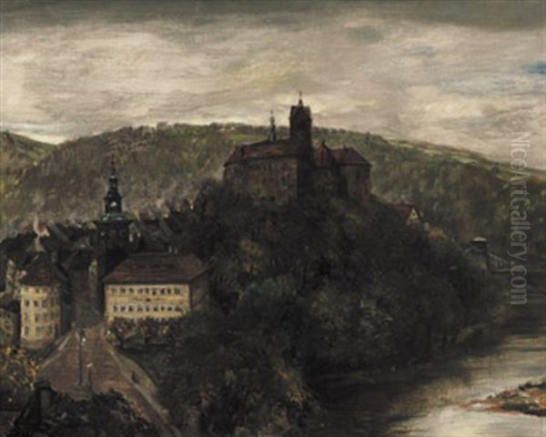 Kleinstadt Mit Burg Und Fluss - view 1