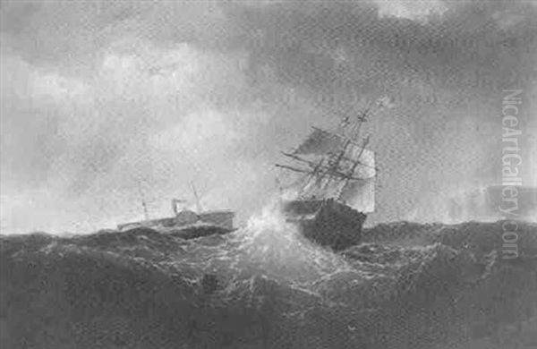 Shipping Off The Coast In Stormy Seas - view 1