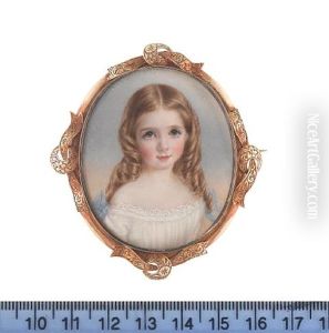 Edith Jane Woods As A Young Girl, Wearing White Dress With Lace Trim And Blue Ribbons At Her Shoulders, Her Blonde Hair Parted And Long In Loose Curls by Annie Dixon