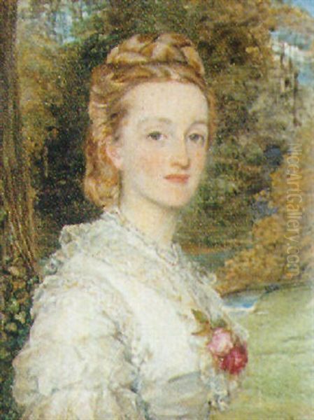 Lady Maria Dunglass In A White Dress With Lace Collar And Trimmings - view 1