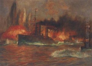 Admiral Jellicoe's Flagship H.m.s. "iron Duke" And The 4th Battle Squadron In Action At Jutland