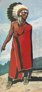 Plains Indian In War Bonnet by Maynard Dixon