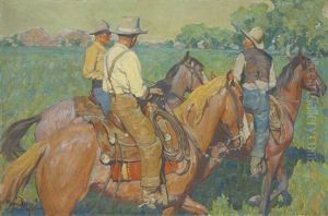 Home Pastures (three Cowboys) by Maynard Dixon