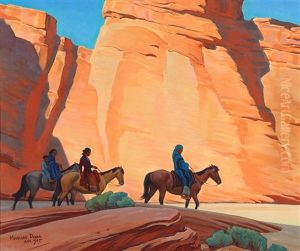 Navajos In A Canyon by Maynard Dixon