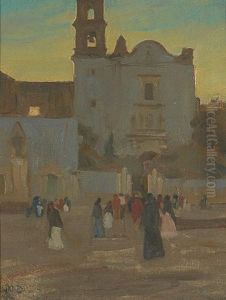 Early Mass At San Juan De Dios, Guadelajara by Maynard Dixon