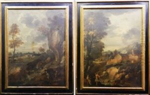 An Angel Appearing To Hagar On The Banks Of A Spring And The Story Of The Grapes From Canaan (pair) by Antonio Diziani