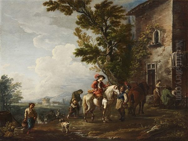 Resting Horseman In Front Of An Inn - view 1