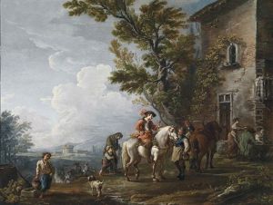 Die Rast Vor Dem Wirtshaus by Antonio Diziani