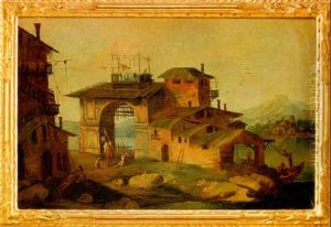 Paesaggio Con Arco, Case Rustiche E Figure