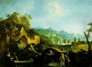Moutainous Landscape With Tobias And The Angel