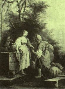 Rebecca And Elijah At The Well by Antonio Diziani