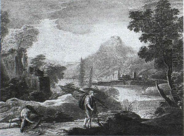 Extensive River Landscape With Fishermen - view 1