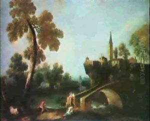 Paysage Avec Fleuve Et Pecheurs Paysage Avec Fleuve Et Pecheurs