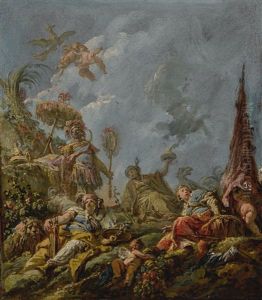 A Bozzetto, Possibly An Allegory Of The Four Continents by Gaspare Diziani
