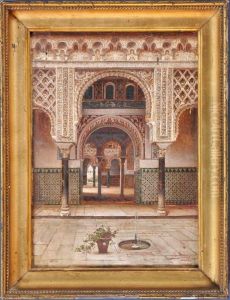 The Courtyard At Alhambra by Jose Arias Ramirez