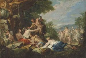 A Bacchanal With Pan And The Triumph Of Silenus Beyond by Gaspare Diziani
