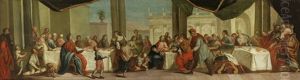 Jesus Beim Festmahl Simons by Gaspare Diziani