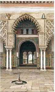 Interior De Los Reales Alcazares De Sevilla by Jose Arias Ramirez